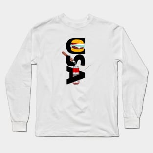 USA Map - Hamburger, Spatula, Beer Long Sleeve T-Shirt